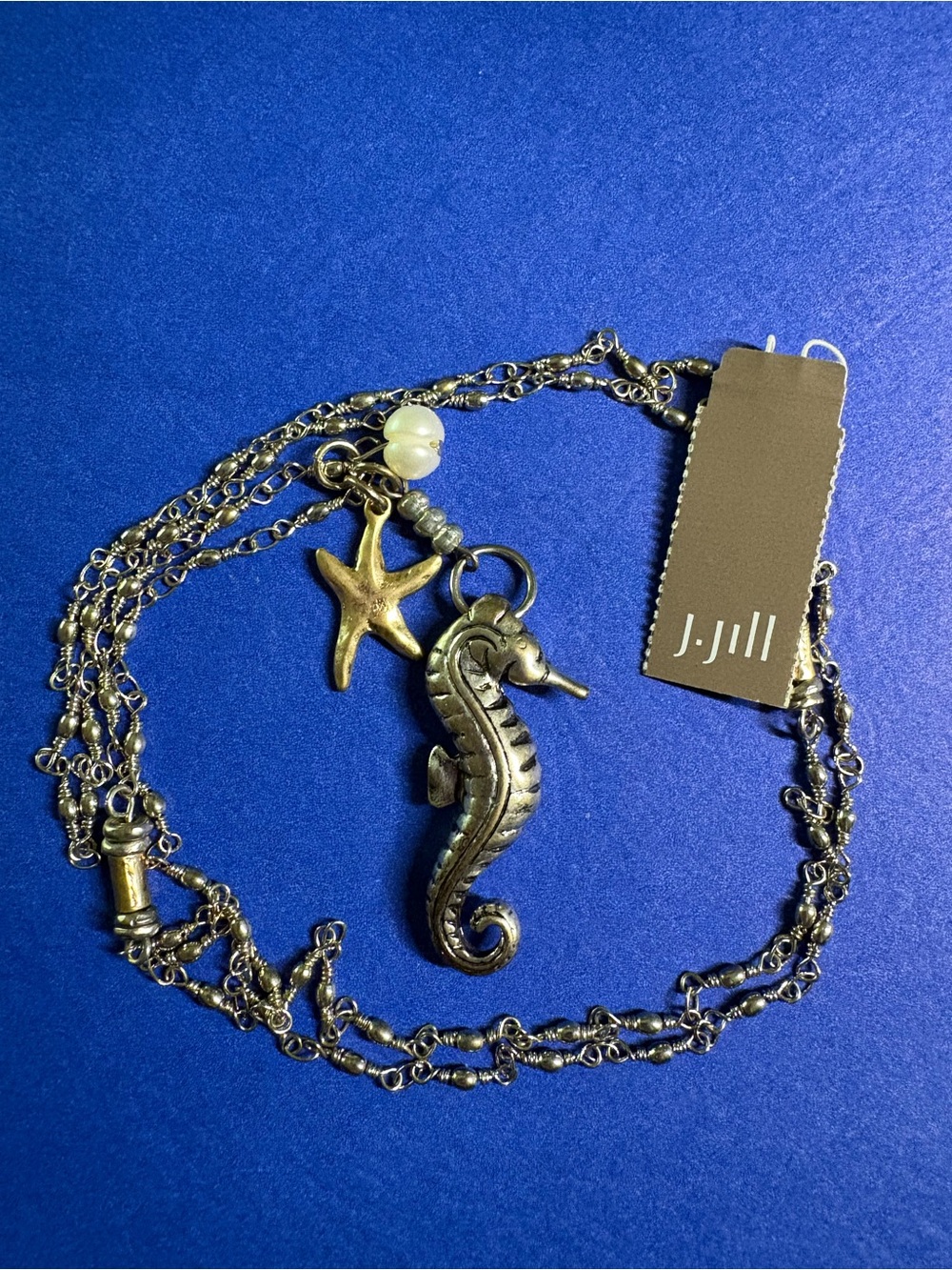 J. Jill Silver-Tone Seahorse & Starfish 18” Necklace